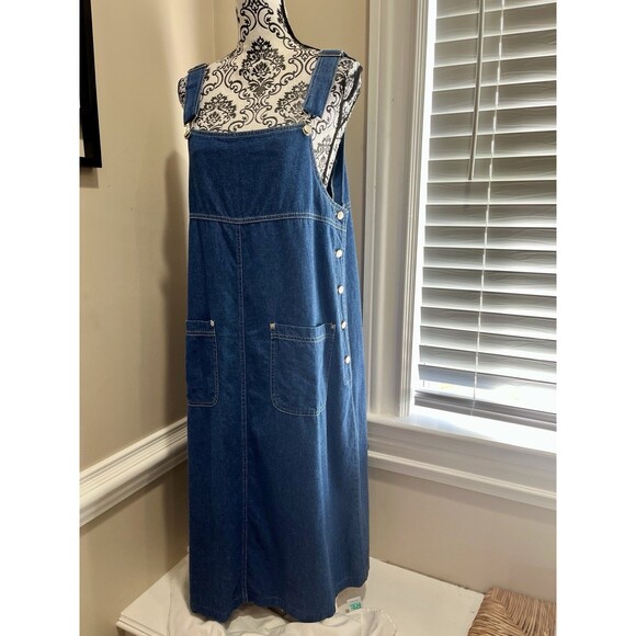 UM & Company Vintage Y2K Overalls Jumper Dress Womens M Blue Denim Grunge Modest - Picture 3 of 11